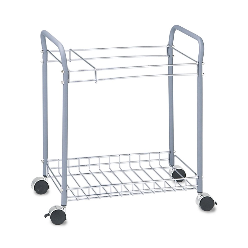 ROLLING PROJECT FILE RACK, 12 HANGING CLAMPS, 21W X 13.75D X 24.75H, LIGHT GRAY