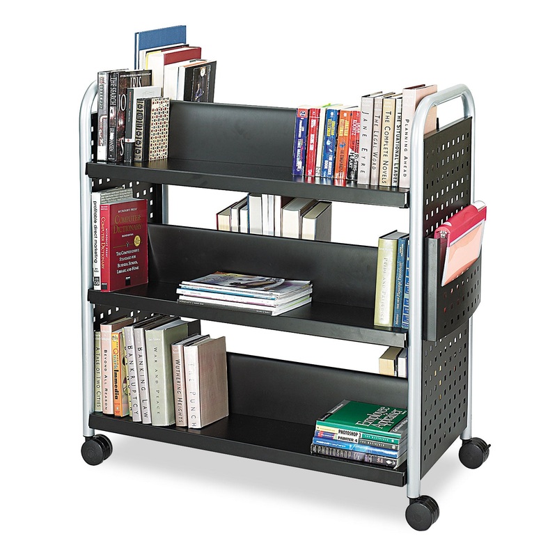 SCOOT BOOK CART, SIX-SHELF, 41.25W X 17.75D X 41.25H, BLACK