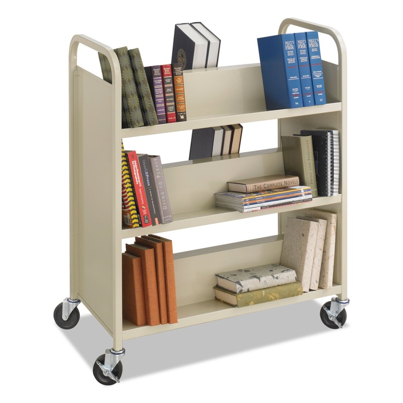 STEEL BOOK CART, SIX-SHELF, 36W X 18.5D X 43.5H, SAND
