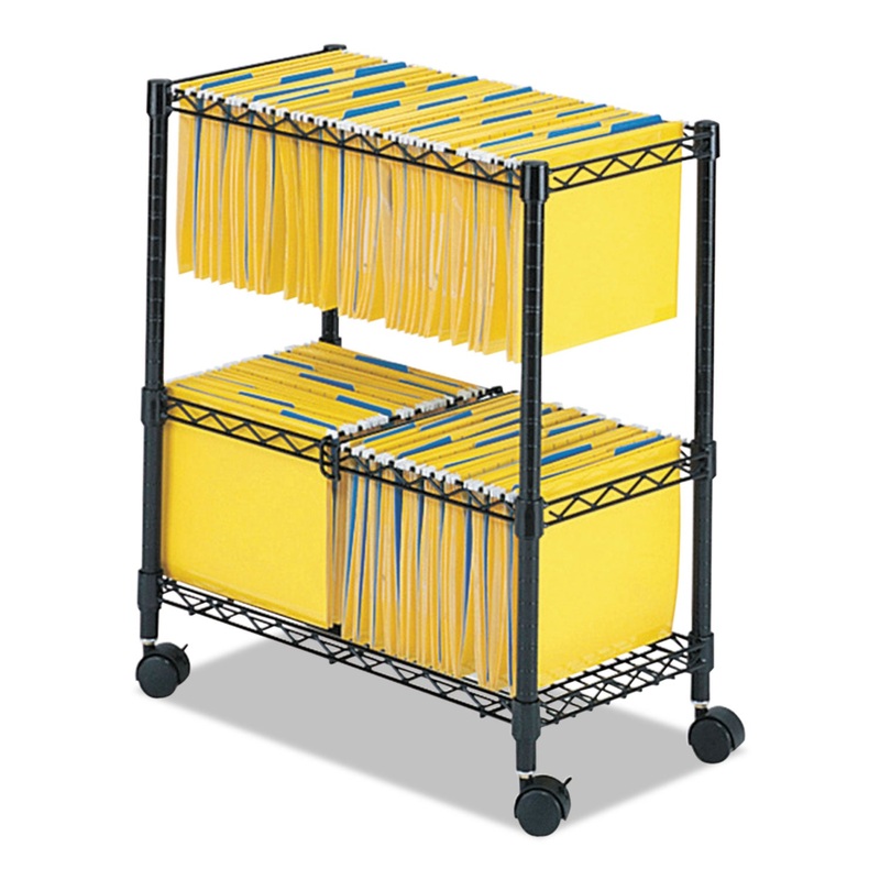 TWO-TIER ROLLING FILE CART, 25.75W X 14D X 29.75H, BLACK