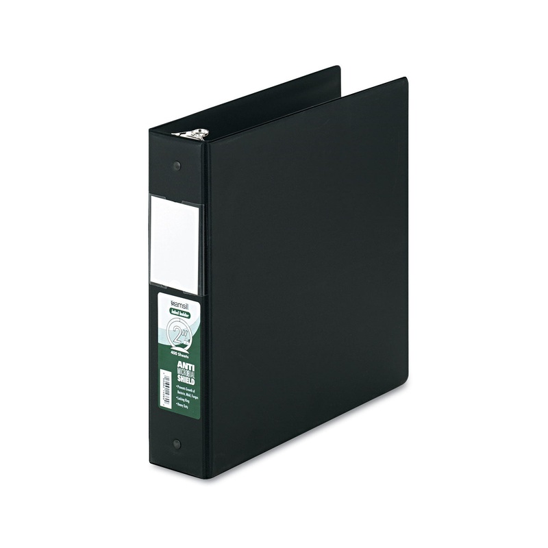 CLEAN TOUCH LOCKING ROUND RING REFERENCE BINDER PROTECTED W/ANTIMICROBIAL ADDITIVE, 3 RINGS, 2" CAPACITY, 11 X 8.5, BLACK