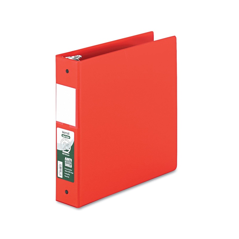 CLEAN TOUCH LOCKING ROUND RING REFERENCE BINDER PROTECTED W/ANTIMICROBIAL ADDITIVE, 3 RINGS, 2" CAPACITY, 11 X 8.5, RED