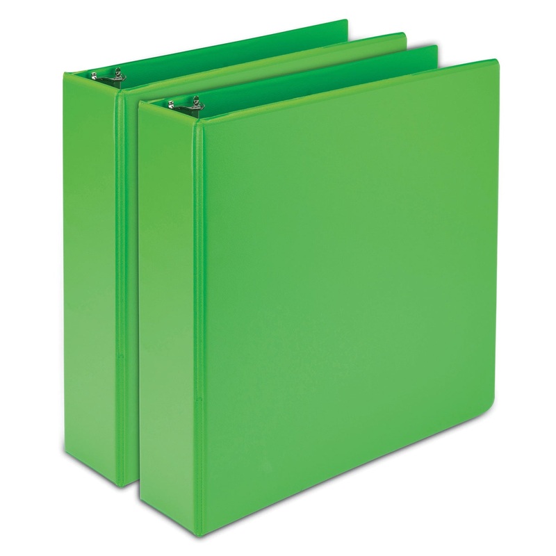 EARTH'S CHOICE BIOBASED DURABLE FASHION VIEW BINDER, 3 RINGS, 2" CAPACITY, 11 X 8.5, LIME, 2/PACK
