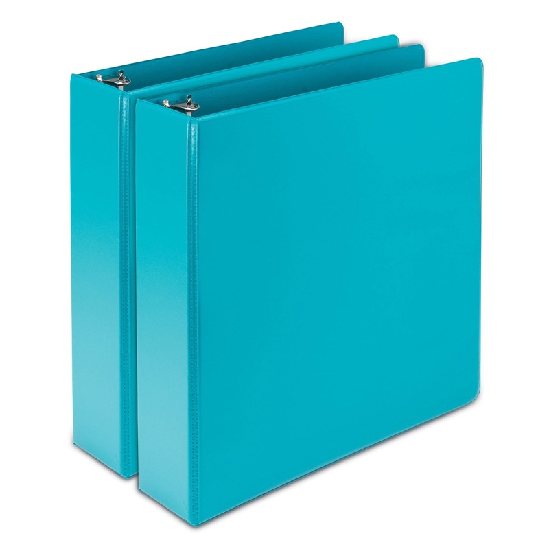 EARTH'S CHOICE BIOBASED DURABLE FASHION VIEW BINDER, 3 RINGS, 2" CAPACITY, 11 X 8.5, TURQUOISE, 2/PACK