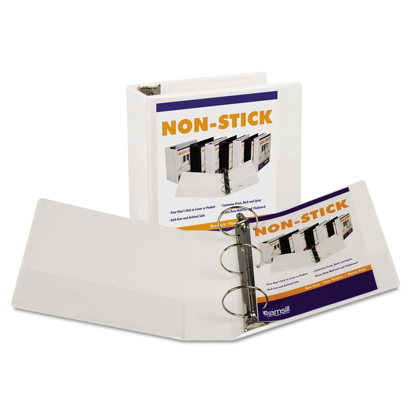 NONSTICK ROUND RING VIEW BINDER, 3 RINGS, 4" CAPACITY, 11 X 8.5, WHITE