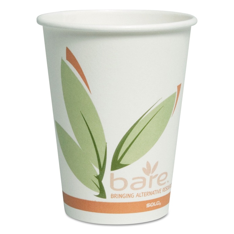 Bare By Solo Eco-Forward Recycled Content Pcf Paper Hot Cups, 12 Oz, 300/carton