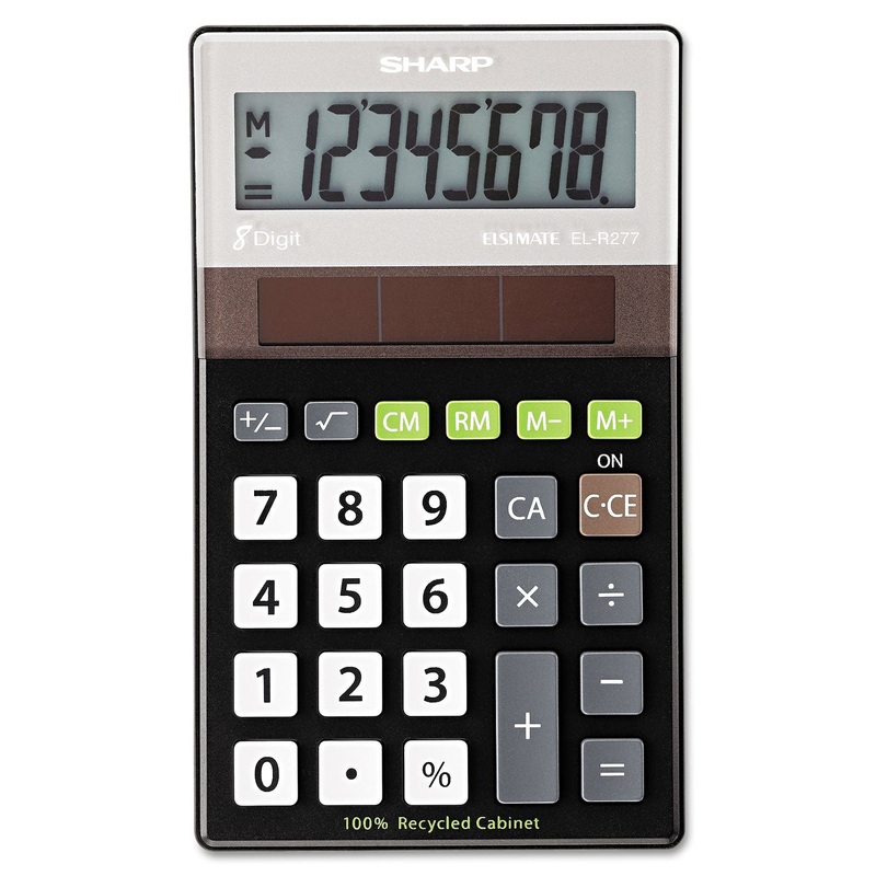 El-R277bbk Recycled Series Handheld Calculator, 8-Digit Lcd