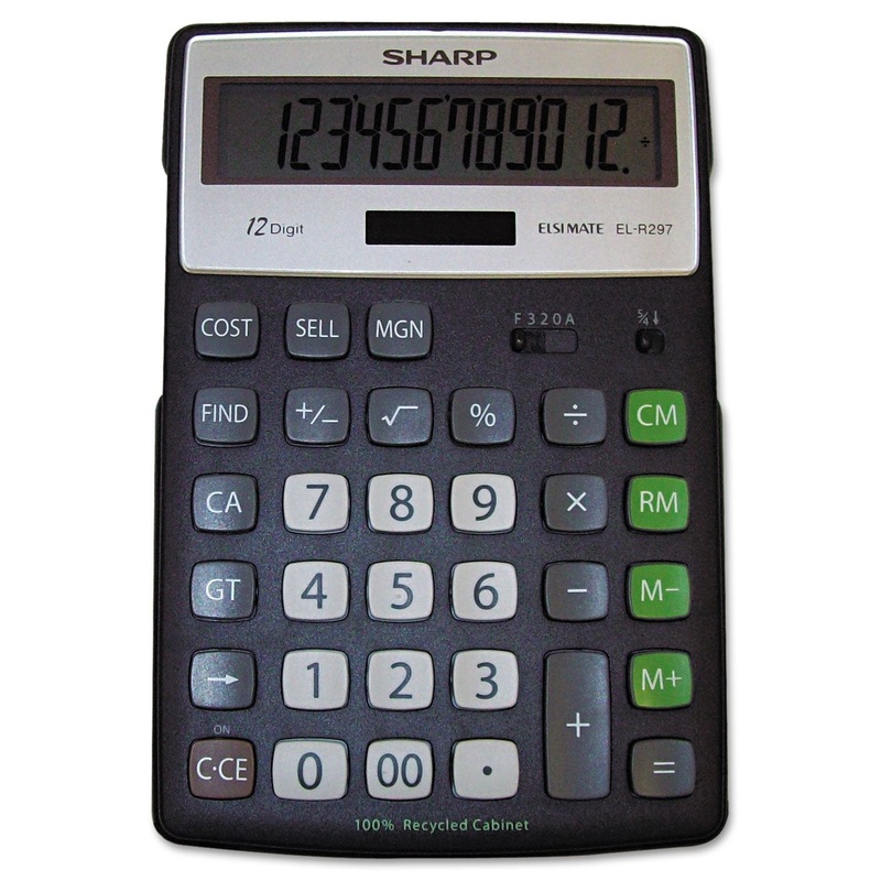 El-R297bbk Recycled Series Calculator W/kickstand, 12-Digit Lcd