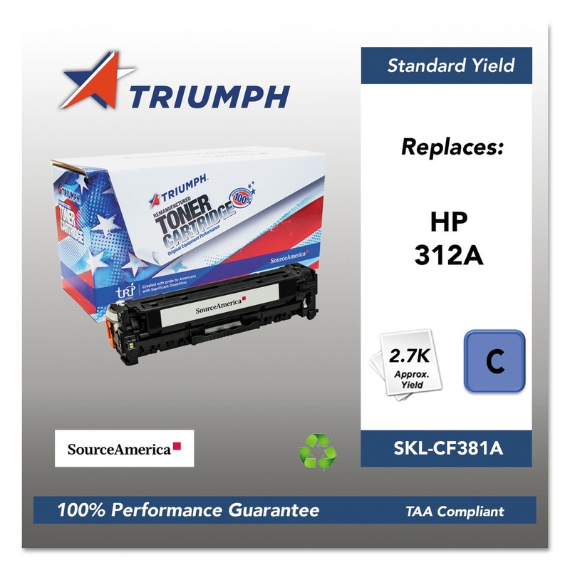 751000NSH1408 REMANUFACTURED CF381A (312A) TONER, 2700 PAGE-YIELD, CYAN
