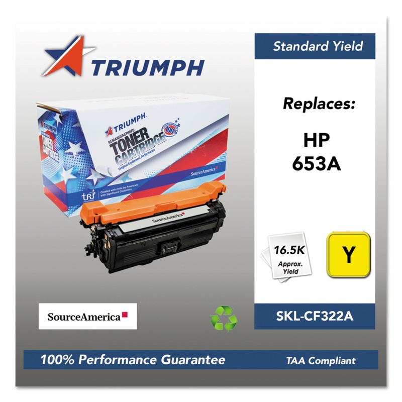 751000NSH1605 REMANUFACTURED CF322A (653A) TONER, 16500 PAGE-YIELD, YELLOW