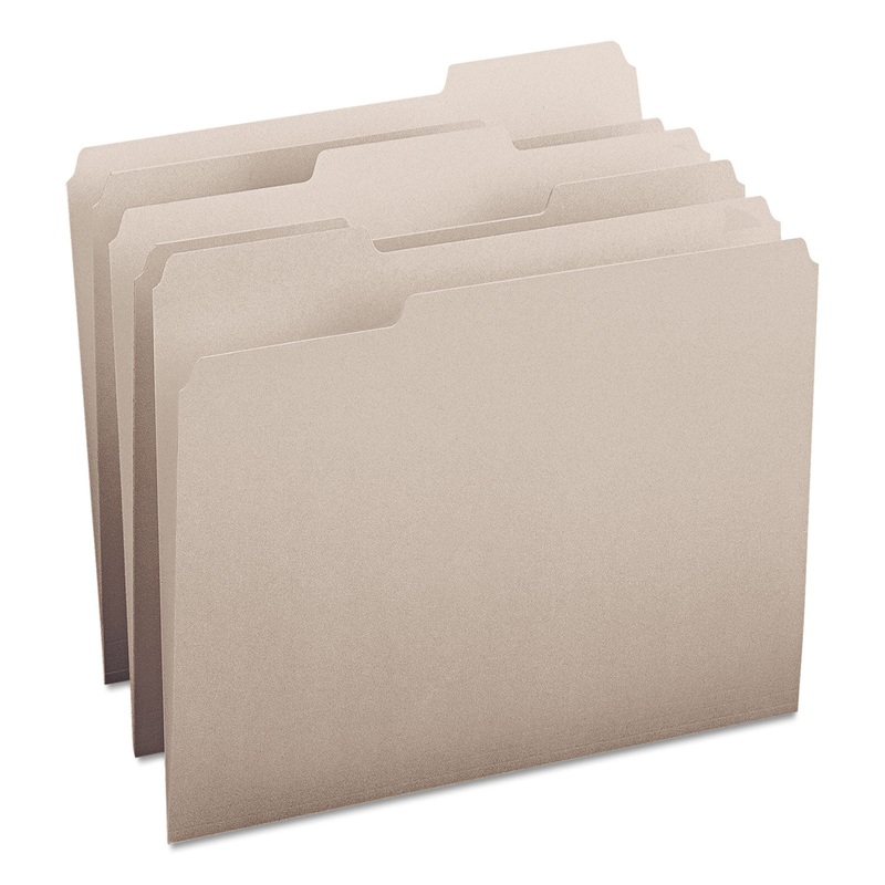 COLORED FILE FOLDERS, 1/3-CUT TABS, LETTER SIZE, GRAY, 100/BOX