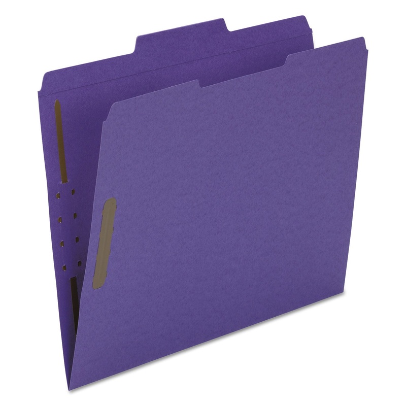 TOP TAB COLORED 2-FASTENER FOLDERS, 1/3-CUT TABS, LETTER SIZE, PURPLE, 50/BOX