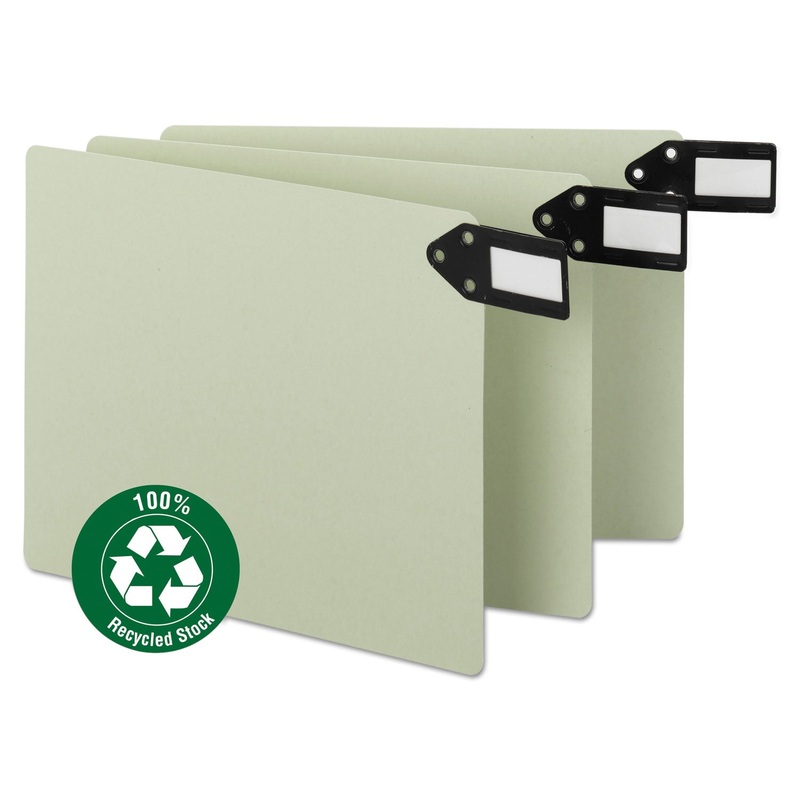 100% RECYCLED END TAB PRESSBOARD GUIDES WITH METAL TABS, 1/3-CUT END TAB, BLANK, 8.5 X 11, GREEN, 50/BOX