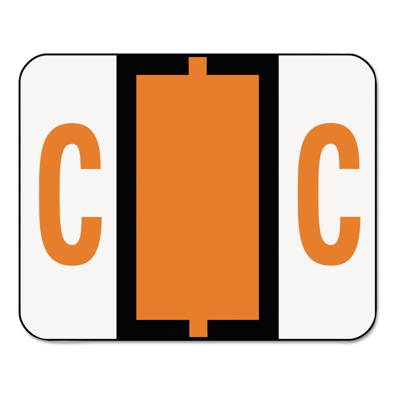 A-Z COLOR-CODED END TAB FILING LABELS, C, 1 X 1.25, WHITE, 500/ROLL