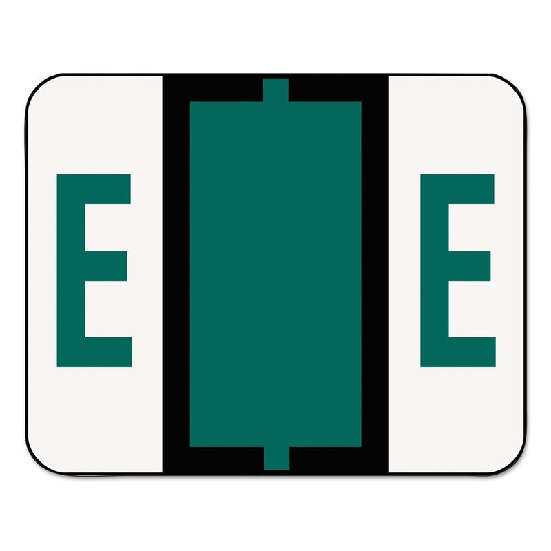 A-Z COLOR-CODED END TAB FILING LABELS, E, 1 X 1.25, WHITE, 500/ROLL