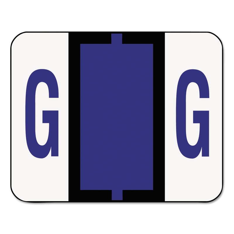 A-Z COLOR-CODED END TAB FILING LABELS, G, 1 X 1.25, WHITE, 500/ROLL