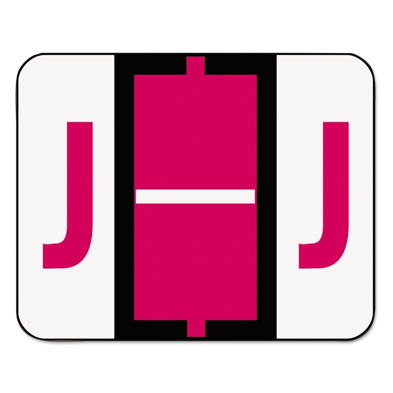 A-Z COLOR-CODED END TAB FILING LABELS, J, 1 X 1.25, WHITE, 500/ROLL