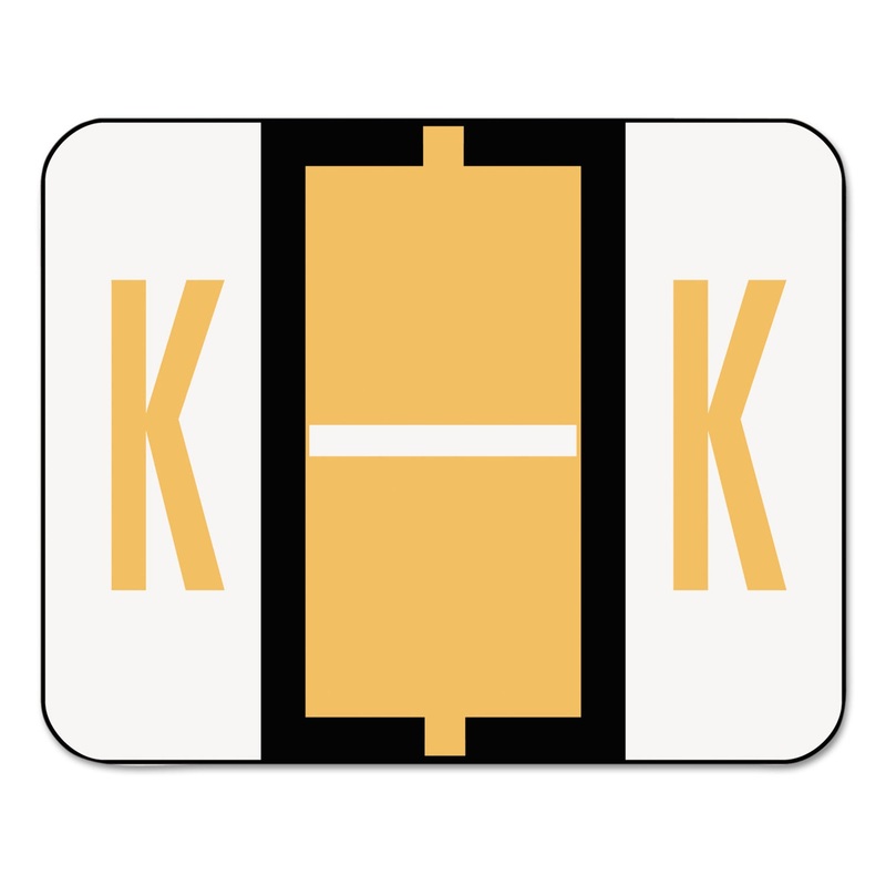 A-Z COLOR-CODED END TAB FILING LABELS, K, 1 X 1.25, WHITE, 500/ROLL