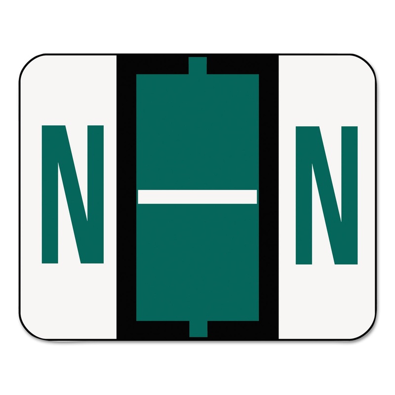 A-Z COLOR-CODED END TAB FILING LABELS, N, 1 X 1.25, WHITE, 500/ROLL