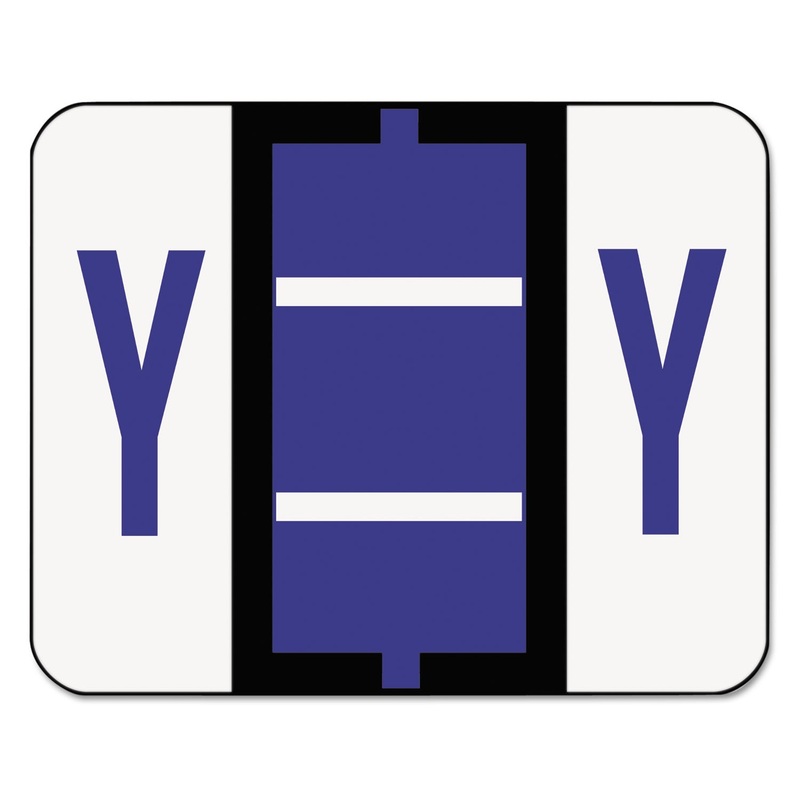 A-Z COLOR-CODED END TAB FILING LABELS, Y, 1 X 1.25, WHITE, 500/ROLL