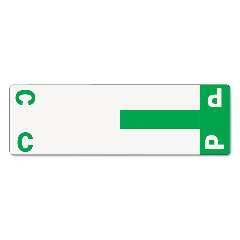 ALPHA-Z COLOR-CODED FIRST LETTER COMBO ALPHA LABELS, C/P, 1.16 X 3.63, DARK GREEN/WHITE, 5/SHEET, 20 SHEETS/PACK