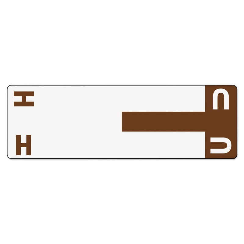 ALPHA-Z COLOR-CODED FIRST LETTER COMBO ALPHA LABELS, H/U, 1.16 X 3.63, DARK BROWN/WHITE, 5/SHEET, 20 SHEETS/PACK