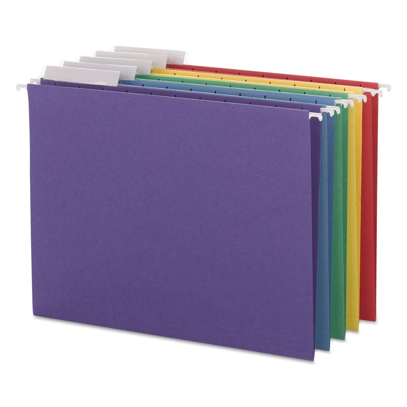 COLOR HANGING FOLDERS WITH 1/3 CUT TABS, LETTER SIZE, 1/3-CUT TAB, ASSORTED, 25/BOX