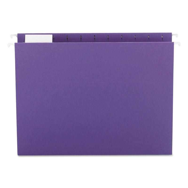 COLORED HANGING FILE FOLDERS, LETTER SIZE, 1/5-CUT TAB, PURPLE, 25/BOX