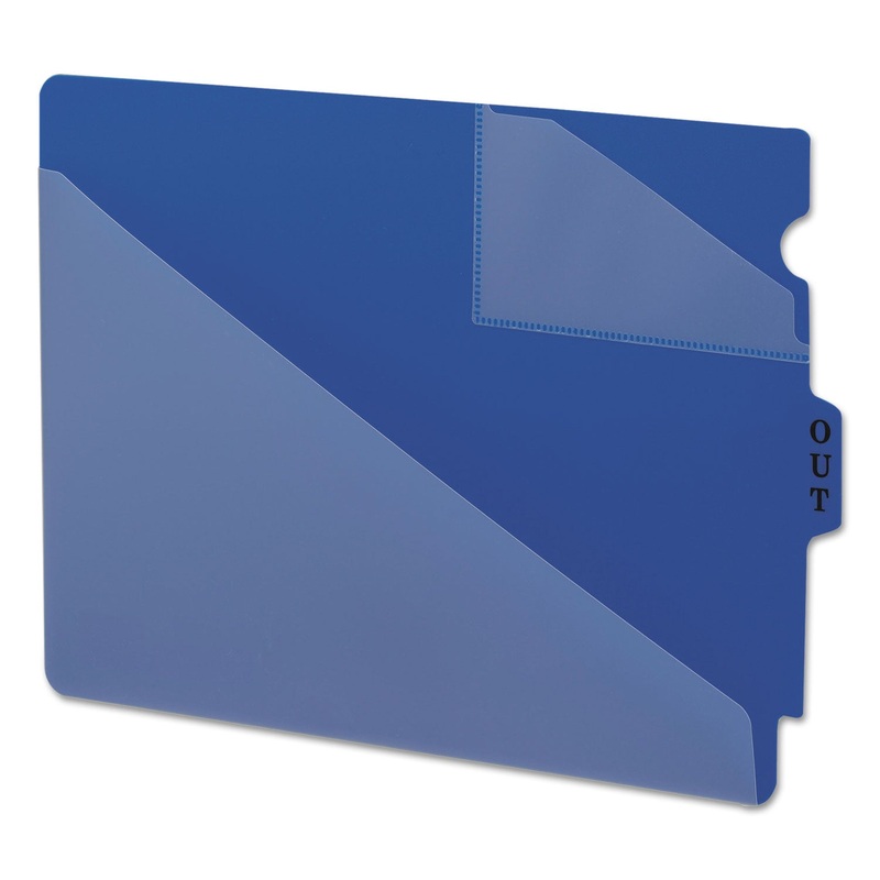 END TAB POLY OUT GUIDES, TWO-POCKET STYLE, 1/3-CUT END TAB, OUT, 8.5 X 11, BLUE, 50/BOX