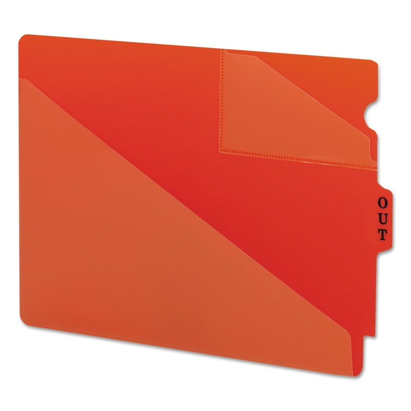 END TAB POLY OUT GUIDES, TWO-POCKET STYLE, 1/3-CUT END TAB, OUT, 8.5 X 11, RED, 50/BOX