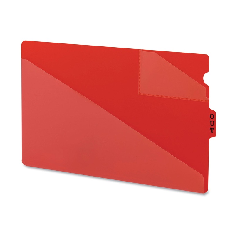 END TAB POLY OUT GUIDES, TWO-POCKET STYLE, 1/3-CUT END TAB, OUT, 8.5 X 14, RED, 50/BOX