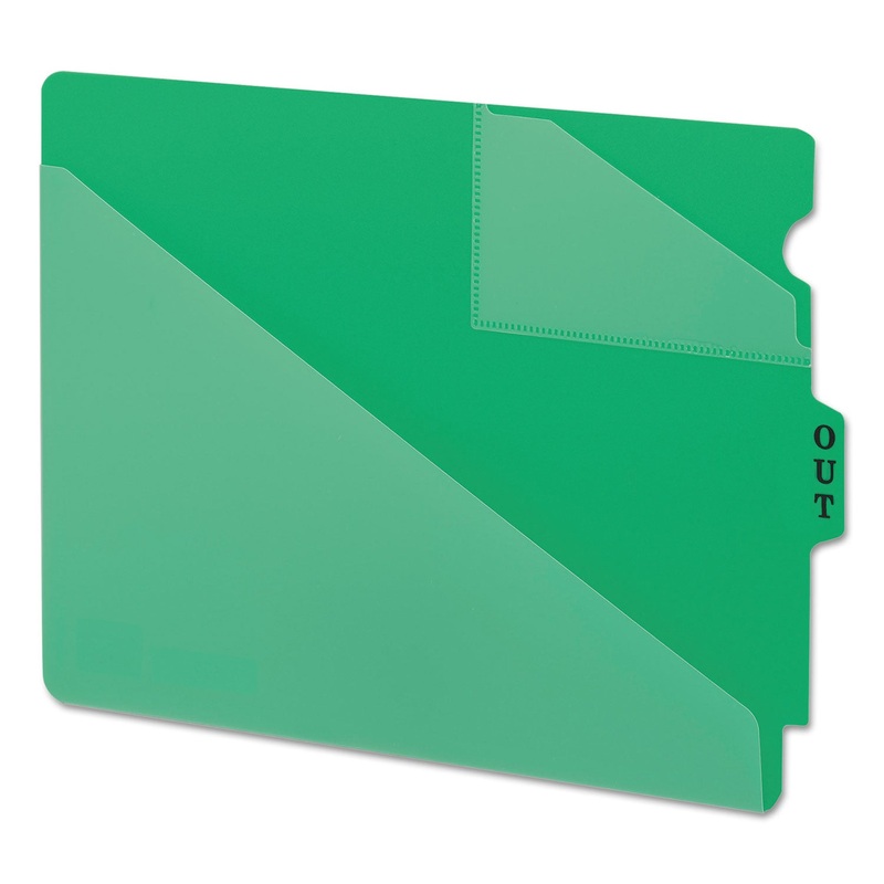 Out Guides W/diagonal-Cut Pockets, Poly, Letter, Green, 50/box