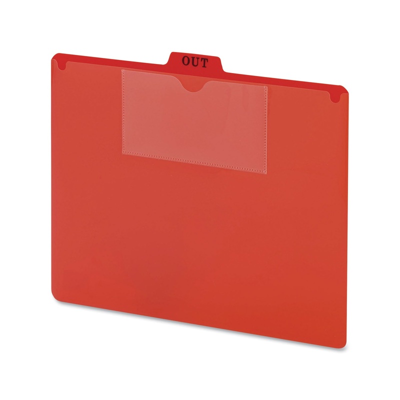 POLY OUT GUIDE, TWO-POCKET STYLE, 1/5-CUT TOP TAB, OUT, 8.5 X 11, RED, 50/BOX