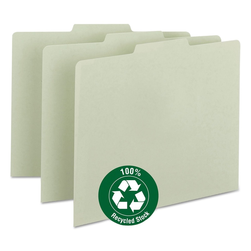 RECYCLED BLANK TOP TAB FILE GUIDES, 1/3-CUT TOP TAB, BLANK, 8.5 X 11, GREEN, 100/BOX