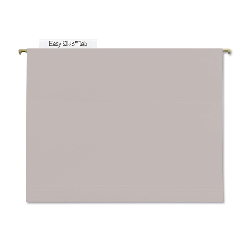 TUFF HANGING FOLDERS WITH EASY SLIDE TAB, LETTER SIZE, 1/3-CUT TAB, STEEL GRAY, 18/BOX