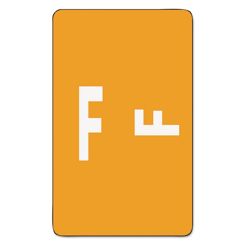 ALPHA-Z COLOR-CODED SECOND LETTER ALPHABETICAL LABELS, F, 1 X 1.63, ORANGE, 10/SHEET, 10 SHEETS/PACK