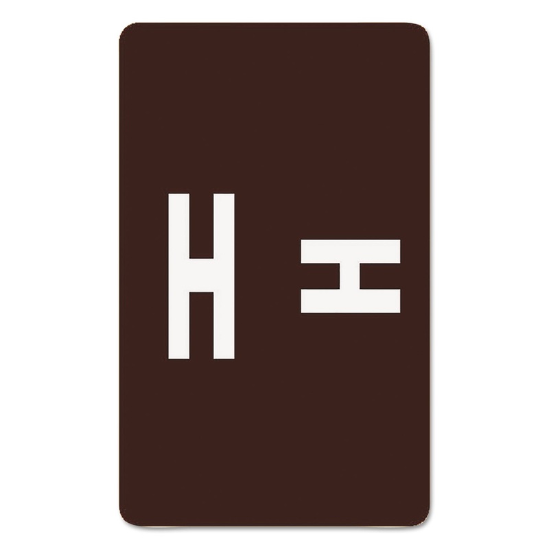 ALPHA-Z COLOR-CODED SECOND LETTER ALPHABETICAL LABELS, H, 1 X 1.63, DARK BROWN, 10/SHEET, 10 SHEETS/PACK