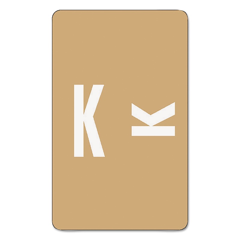 ALPHA-Z COLOR-CODED SECOND LETTER ALPHABETICAL LABELS, K, 1 X 1.63, LIGHT BROWN, 10/SHEET, 10 SHEETS/PACK