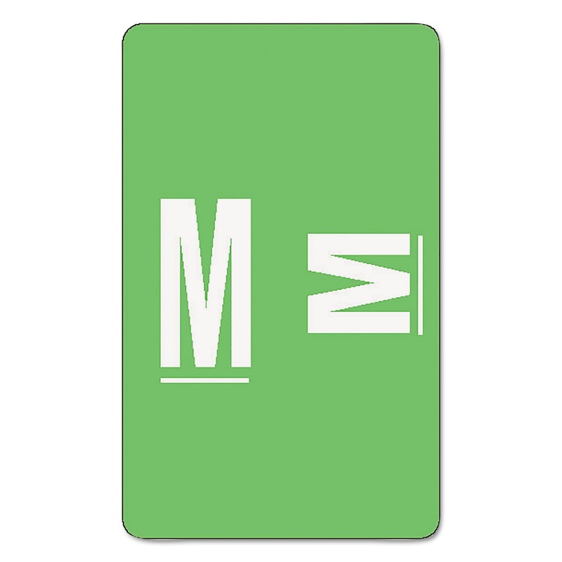 ALPHA-Z COLOR-CODED SECOND LETTER ALPHABETICAL LABELS, M, 1 X 1.63, LIGHT GREEN, 10/SHEET, 10 SHEETS/PACK