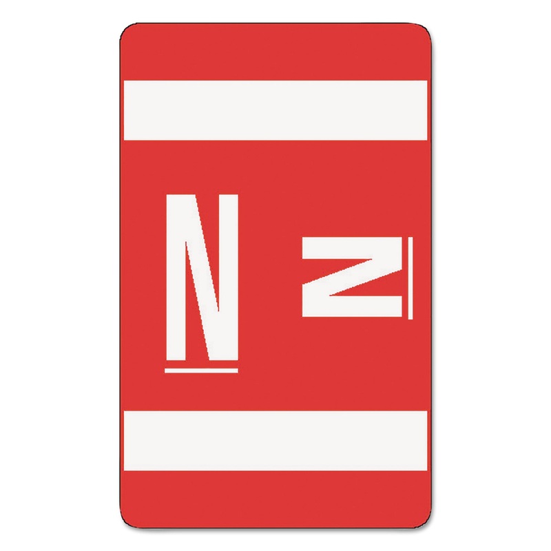 ALPHA-Z COLOR-CODED SECOND LETTER ALPHABETICAL LABELS, N, 1 X 1.63, RED, 10/SHEET, 10 SHEETS/PACK