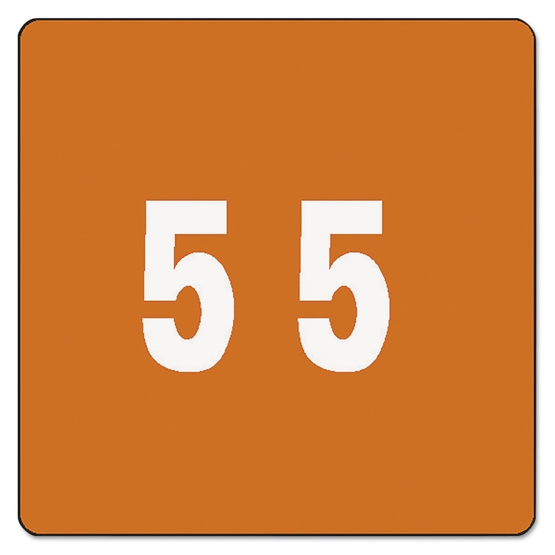 NUMERICAL END TAB FILE FOLDER LABELS, 5, 1.5 X 1.5, BROWN, 250/ROLL