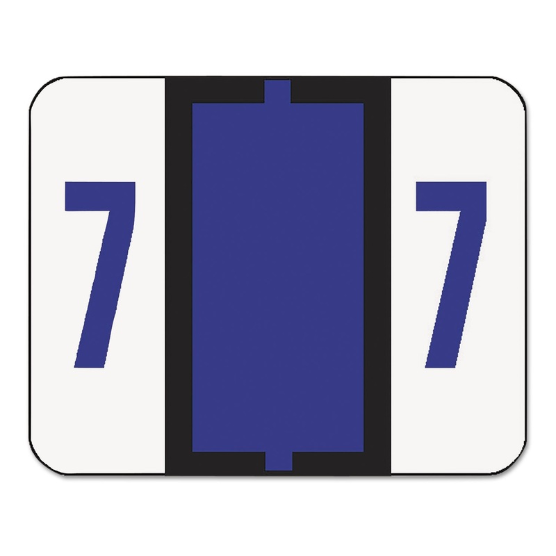 NUMERICAL END TAB FILE FOLDER LABELS, 7, 1 X 1.25, WHITE, 500/ROLL