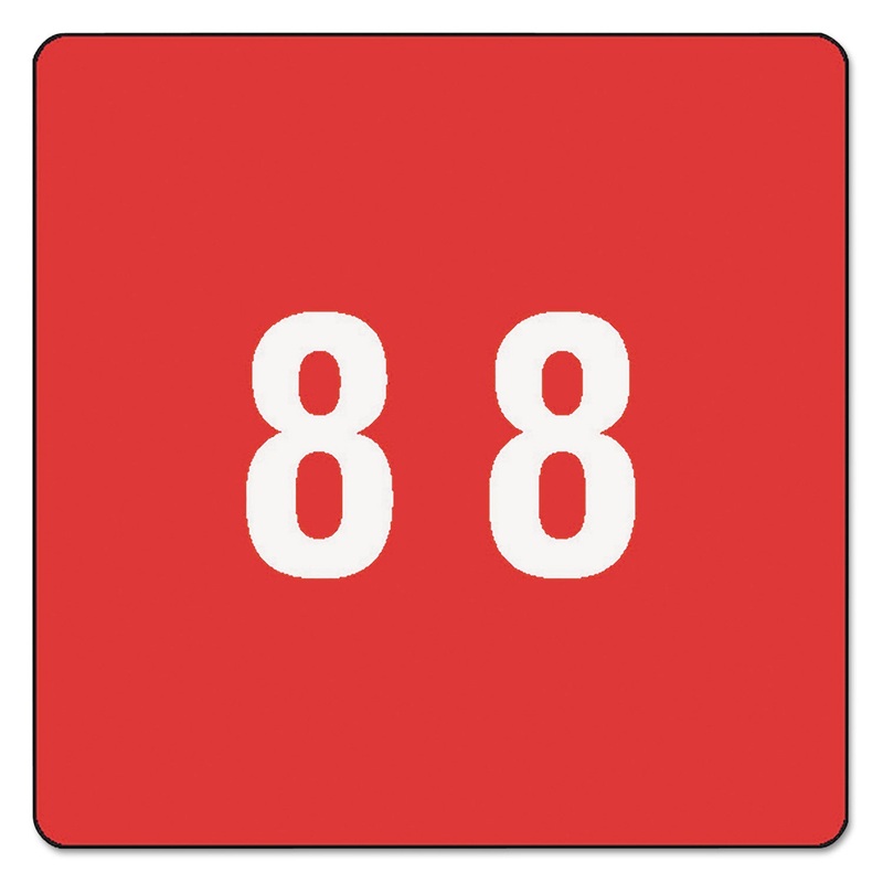 NUMERICAL END TAB FILE FOLDER LABELS, 8, 1.5 X 1.5, RED, 250/ROLL