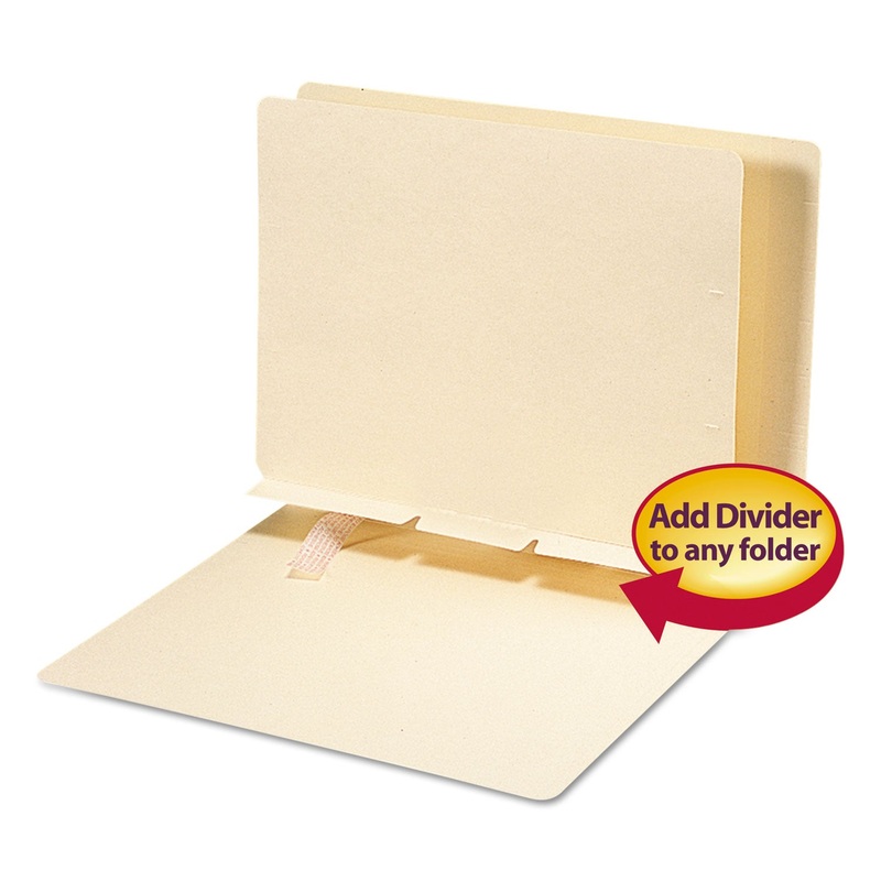 SELF-ADHESIVE FOLDER DIVIDERS FOR TOP/END TAB FOLDERS, PREPUNCHED FOR FASTENERS, LETTER SIZE, MANILA, 100/BOX