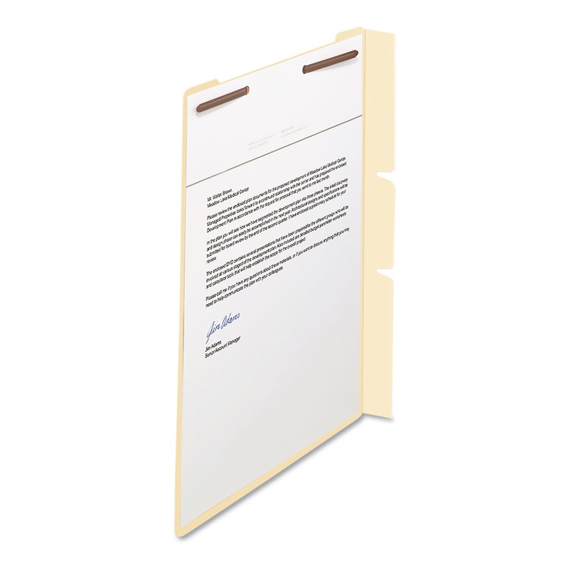 SELF-ADHESIVE FOLDER DIVIDERS FOR TOP/END TAB FOLDERS W/ 2-PRONG FASTENERS, LETTER SIZE, MANILA, 100/BOX