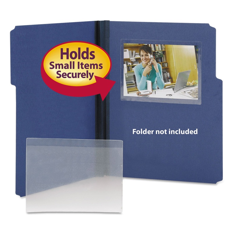 Self-Adhesive Poly Pockets, Top Load, 6-1/4 X 4-9/16, Clear, 100/box