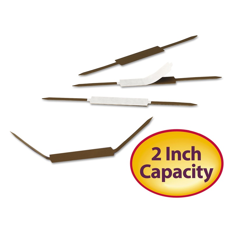STANDARD SELF-ADHESIVE FASTENERS, 2" CAPACITY, 2.75" CENTER TO CENTER, BROWN, 100/BOX
