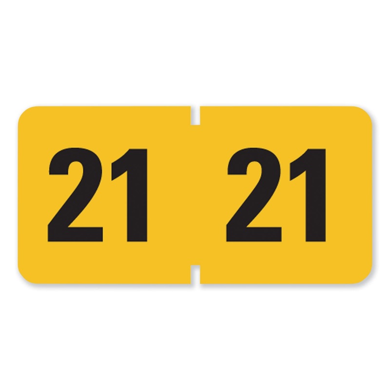 YEAR 2021 END TAB FOLDER LABELS, 1.5 X 0.75, YELLOW/BLACK, 500 LABELS/ROLL