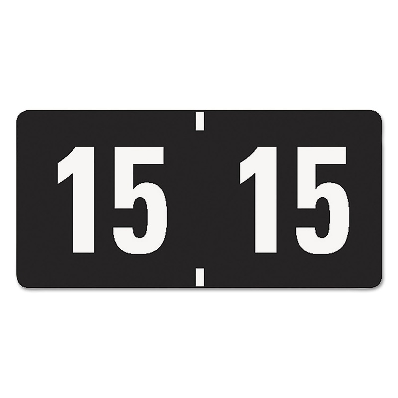 YEARLY END TAB FILE FOLDER LABELS, 15, 0.75 X 1.5, BLACK, 500/ROLL