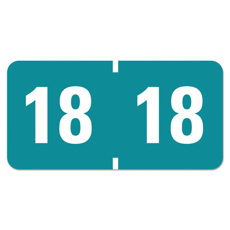 YEARLY END TAB FILE FOLDER LABELS, 18, 0.75 X 1.5, TEAL, 500/ROLL